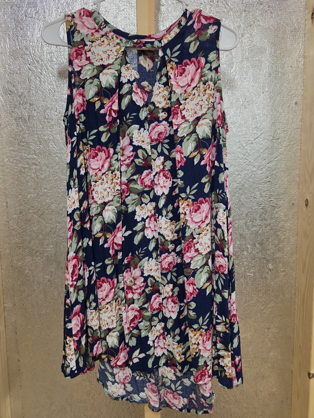 Umgee Navy Floral Summer Tunic with Pink & Cream Blooms